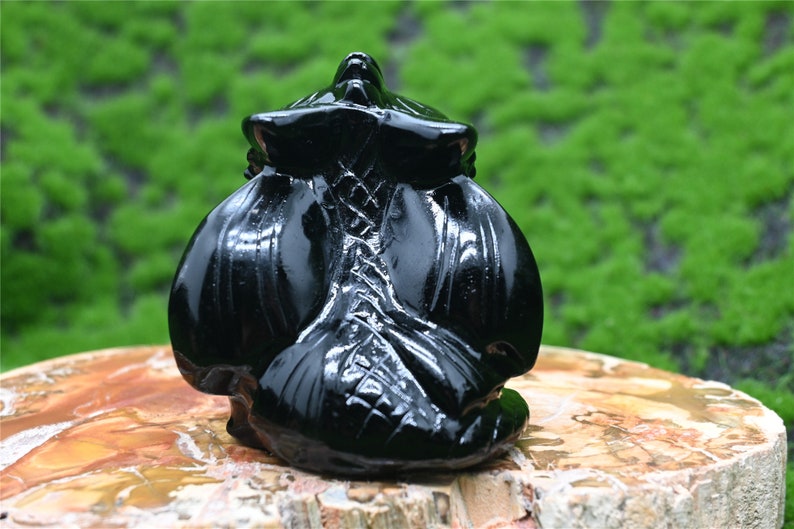 2'' Obsidian dragon，Hand carved Natural Crystal Dragon，Crystal carved Dragon，crystal decor，Quartz Crystal，crystal ornament，Crystal Healing