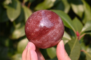 50mm+ Natural Strawberry quartz Sphere，Quartz Crystal，crystal ball by hand，Crystal ornament，Crystal Healing, Divination ball Gift 1PC