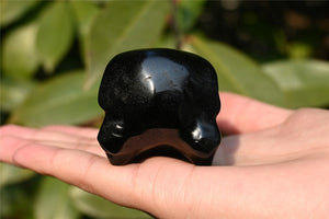 3.8'' Natural Hand Carved Obsidian bird skull，Crystal statue，Quartz Crystal，Crystal skull，Crystal animal，Crystal healing stone 1PC