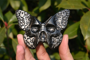 3'' Natural Hand carved Silver Obsidian Butterfly skull，Crystal Butterfly，Quartz Crystal，Crystal gift，Crystal ornament，Crystal Healing