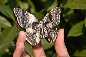 3'' Natural Hand carved Silver Obsidian Butterfly skull，Crystal Butterfly，Quartz Crystal，Crystal gift，Crystal ornament，Crystal Healing