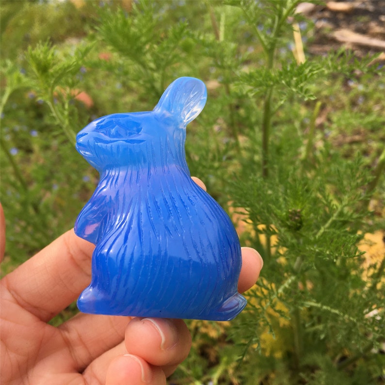 1PC Blue Opalite Rabbit,Quartz Crystal Rabbit,Quartz Crystal Animals,Crystal Carving,Home Decoration,Crystal Healing,Crystal Gift 80g+