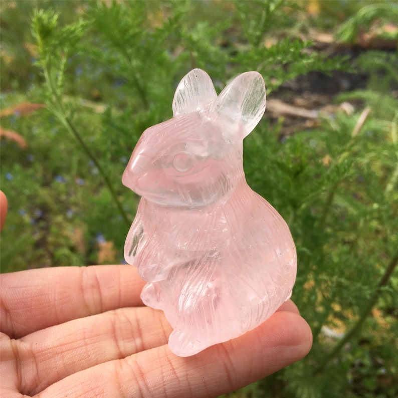 1PC Natural Rose Quartz Rabbit,Quartz Crystal Rabbit,Quartz Crystal Animal,Crystal Carving,Home Decoration,Crystal Healing,Crystal Gift 80g+