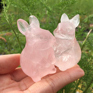 1PC Natural Rose Quartz Rabbit,Quartz Crystal Rabbit,Quartz Crystal Animal,Crystal Carving,Home Decoration,Crystal Healing,Crystal Gift 80g+
