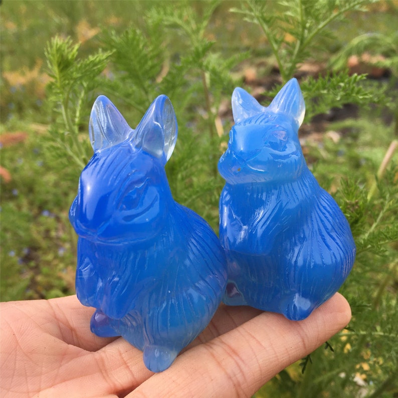 1PC Blue Opalite Rabbit,Quartz Crystal Rabbit,Quartz Crystal Animals,Crystal Carving,Home Decoration,Crystal Healing,Crystal Gift 80g+