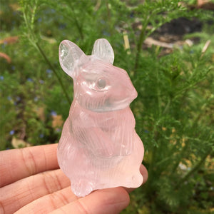 1PC Natural Rose Quartz Rabbit,Quartz Crystal Rabbit,Quartz Crystal Animal,Crystal Carving,Home Decoration,Crystal Healing,Crystal Gift 80g+