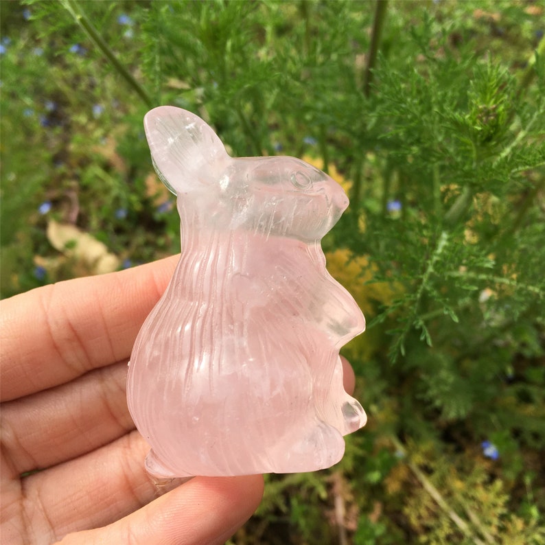 1PC Natural Rose Quartz Rabbit,Quartz Crystal Rabbit,Quartz Crystal Animal,Crystal Carving,Home Decoration,Crystal Healing,Crystal Gift 80g+