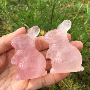 1PC Natural Rose Quartz Rabbit,Quartz Crystal Rabbit,Quartz Crystal Animal,Crystal Carving,Home Decoration,Crystal Healing,Crystal Gift 80g+