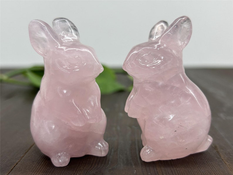 2.4" Natural Rose Quartz Carved Rabbit，Crystal Rabbit Carving,Rose Quartz Rabbit，Home Decor，Reiki Healing Figurine，Christmas gifts 1PC