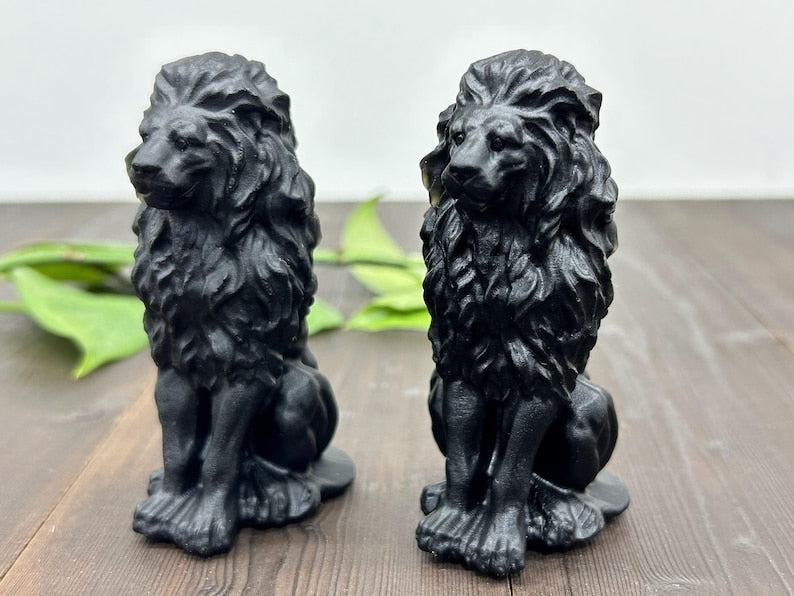 3.4" Natural Obsidain Carved Lion,Crystal Carving,Crystal Lion,Reiki Healing，Home Decoration,Crystal Collect,Christmas Gifts 1PC