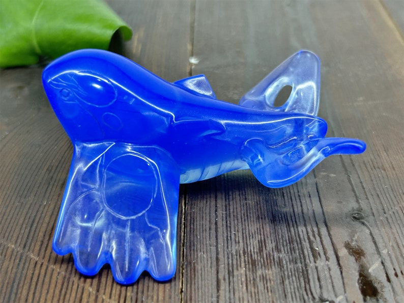 3.4" Blue Opalite Carved Kyogre，Crystal Pokemon Carving,Blue Opalite Kyogre，Home Decor，Reiki Healing，Christmas gifts 1PC