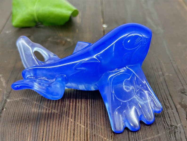 3.4" Blue Opalite Carved Kyogre，Crystal Pokemon Carving,Blue Opalite Kyogre，Home Decor，Reiki Healing，Christmas gifts 1PC