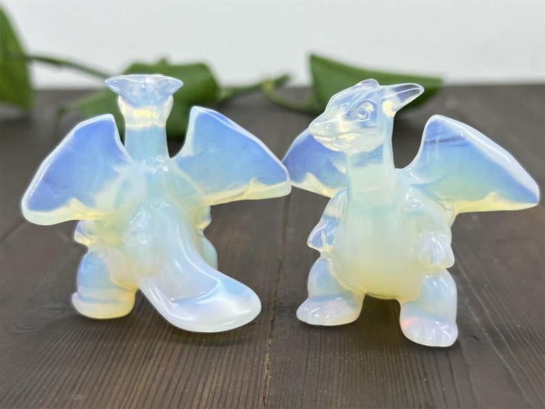2.4" Opalite Carved Charizard，Crystal Pokemon Carving,Opalite Charizard，Home Decor，Reiki Healing Skull，Crystal gifts 1PC