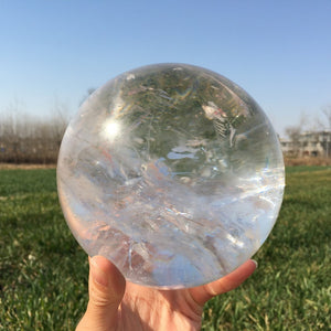 Natural Clear Quartz Sphere,Quartz Crystal Ball,Mineral Specimen,Rock,Reiki Healing,Crystal Gifts,Divination Ball,Prophecy Ball 8.11LB