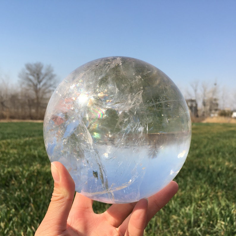 Natural Clear Quartz Sphere,Quartz Crystal Ball,Mineral Specimen,Rock,Reiki Healing,Crystal Gifts,Divination Ball,Prophecy Ball 8.11LB