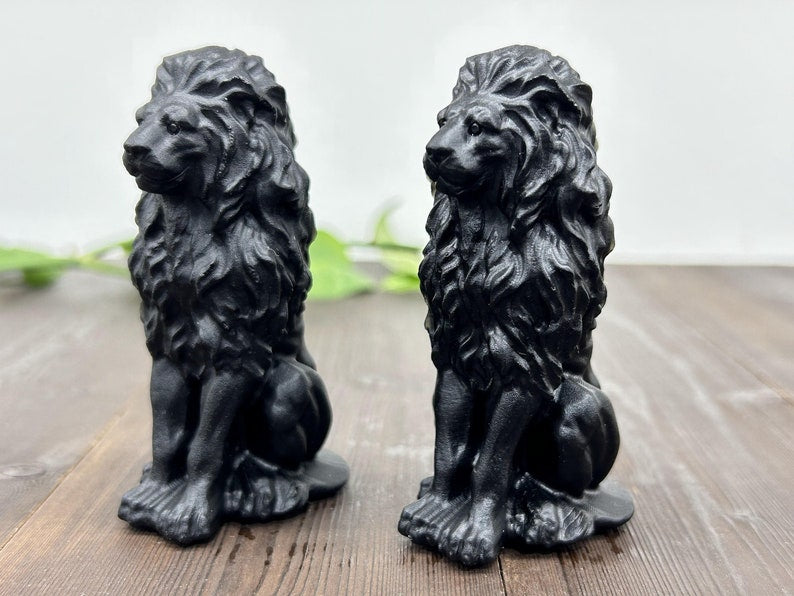 3.4" Natural Obsidain Carved Lion,Crystal Carving,Crystal Lion,Reiki Healing，Home Decoration,Crystal Collect,Christmas Gifts 1PC
