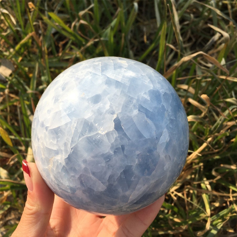 80mm Natural Blue Calcite Sphere,Quartz Ball,Mineral Specimen,Reiki Healing,Crystal Gifts,Divination Ball,Prophecy Ball,Crystal Energy