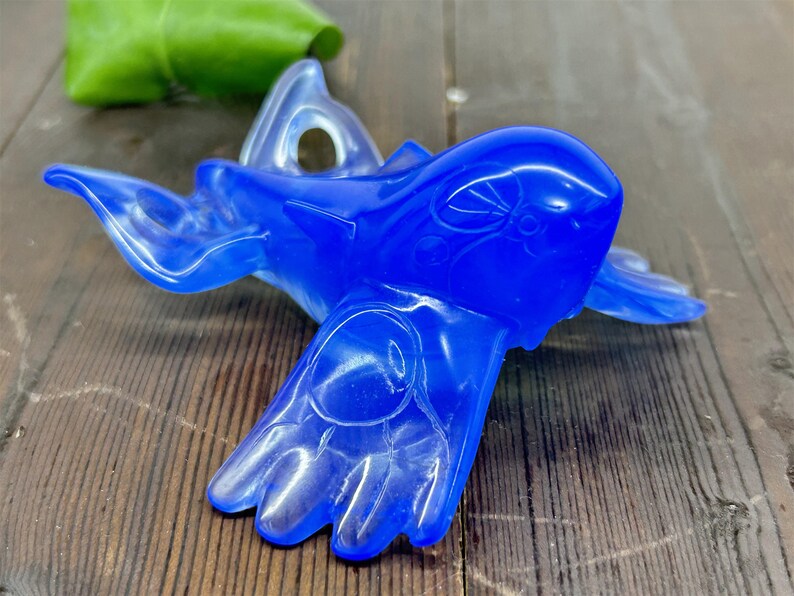 3.4" Blue Opalite Carved Kyogre，Crystal Pokemon Carving,Blue Opalite Kyogre，Home Decor，Reiki Healing，Christmas gifts 1PC