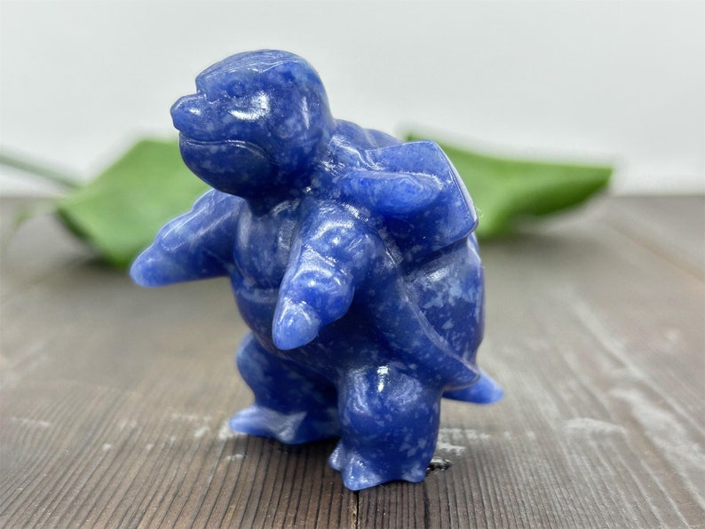 2.2" Natural Blue Aventurine Carved Blastoise，Crystal Pokemon Carving,Blue Aventurine Blastoise，Home Decor，Reiki Healing，Crystal gifts 1PC