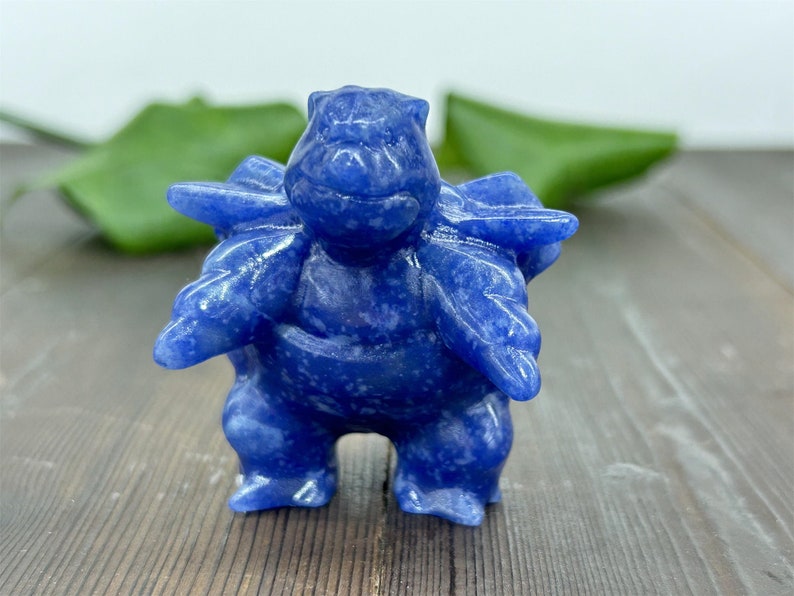 2.2" Natural Blue Aventurine Carved Blastoise，Crystal Pokemon Carving,Blue Aventurine Blastoise，Home Decor，Reiki Healing，Crystal gifts 1PC