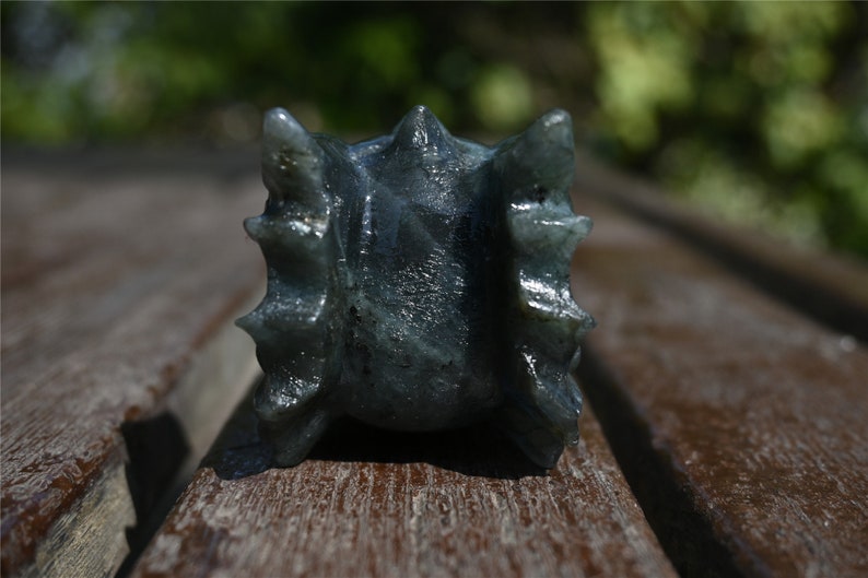 3.2'' Natural Hand carved Labradorite Dragon skull，Crystal Dragon，Labradorite Dragon skull，Quartz Crystal，Crystal ornament，Crystal healing
