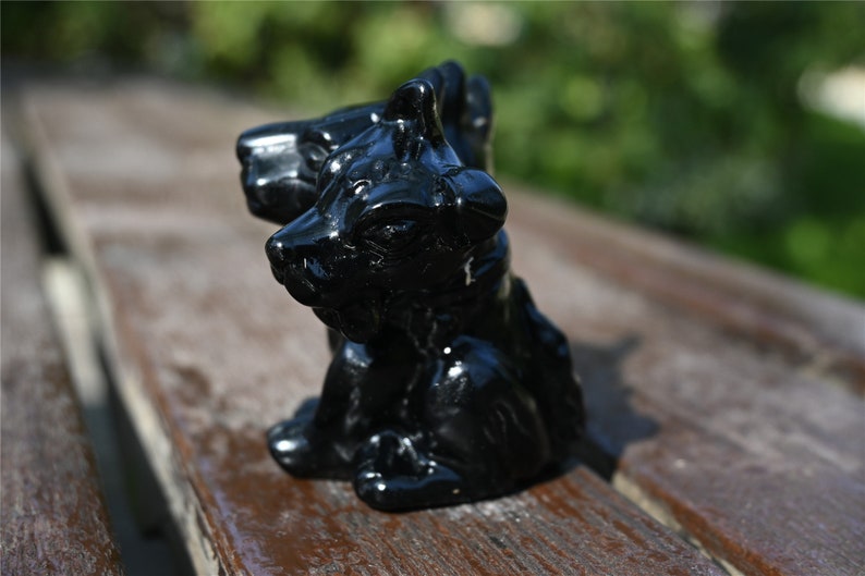 2.4'' Hand carved Natural，Obsidian Dog skull，Crystal dog skull，Demon dog，Gift Collect Decor Easter gift,Crystal Healing，Crystal ornament