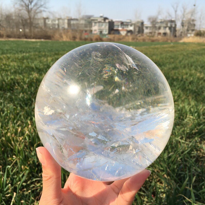 Natural Clear Quartz Sphere,Quartz Crystal Ball,Mineral Specimen,Rock,Reiki Healing,Crystal Gifts,Divination Ball,Prophecy Ball 8.11LB