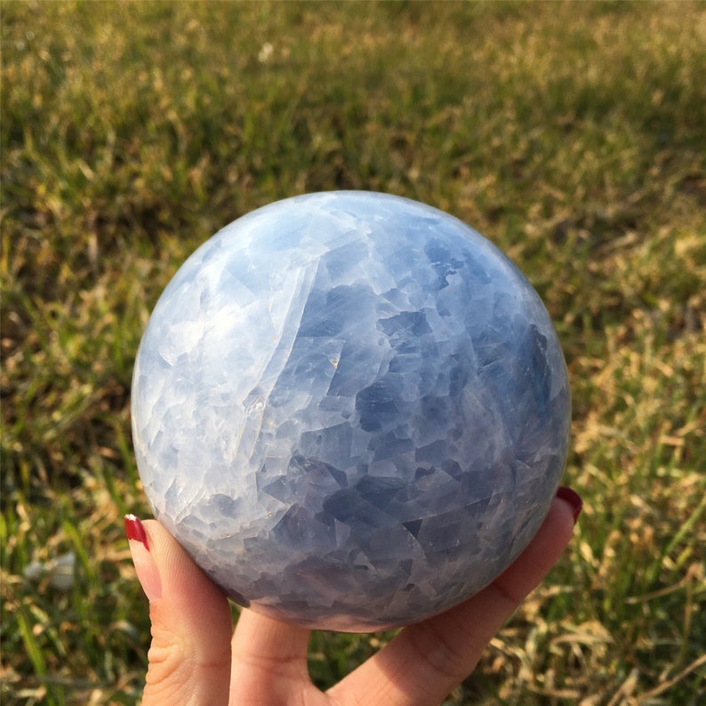 80mm Natural Blue Calcite Sphere,Quartz Ball,Mineral Specimen,Reiki Healing,Crystal Gifts,Divination Ball,Prophecy Ball,Crystal Energy