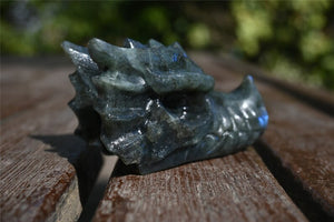 3.2'' Natural Hand carved Labradorite Dragon skull，Crystal Dragon，Labradorite Dragon skull，Quartz Crystal，Crystal ornament，Crystal healing