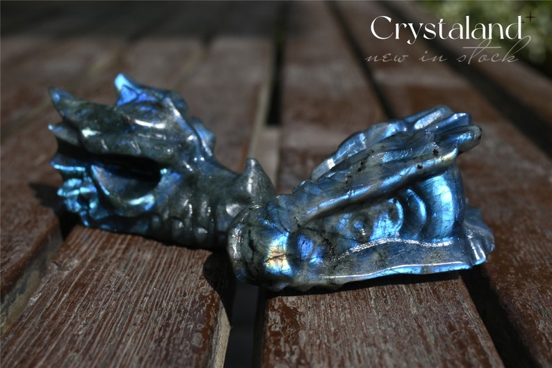 3.2'' Natural Hand carved Labradorite Dragon skull，Crystal Dragon，Labradorite Dragon skull，Quartz Crystal，Crystal ornament，Crystal healing