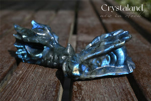 3.2'' Natural Hand carved Labradorite Dragon skull，Crystal Dragon，Labradorite Dragon skull，Quartz Crystal，Crystal ornament，Crystal healing