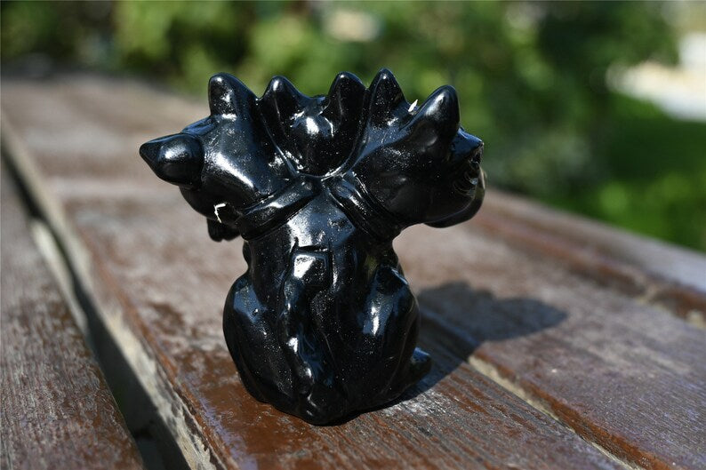 2.4'' Hand carved Natural，Obsidian Dog skull，Crystal dog skull，Demon dog，Gift Collect Decor Easter gift,Crystal Healing，Crystal ornament