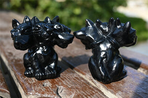 2.4'' Hand carved Natural，Obsidian Dog skull，Crystal dog skull，Demon dog，Gift Collect Decor Easter gift,Crystal Healing，Crystal ornament
