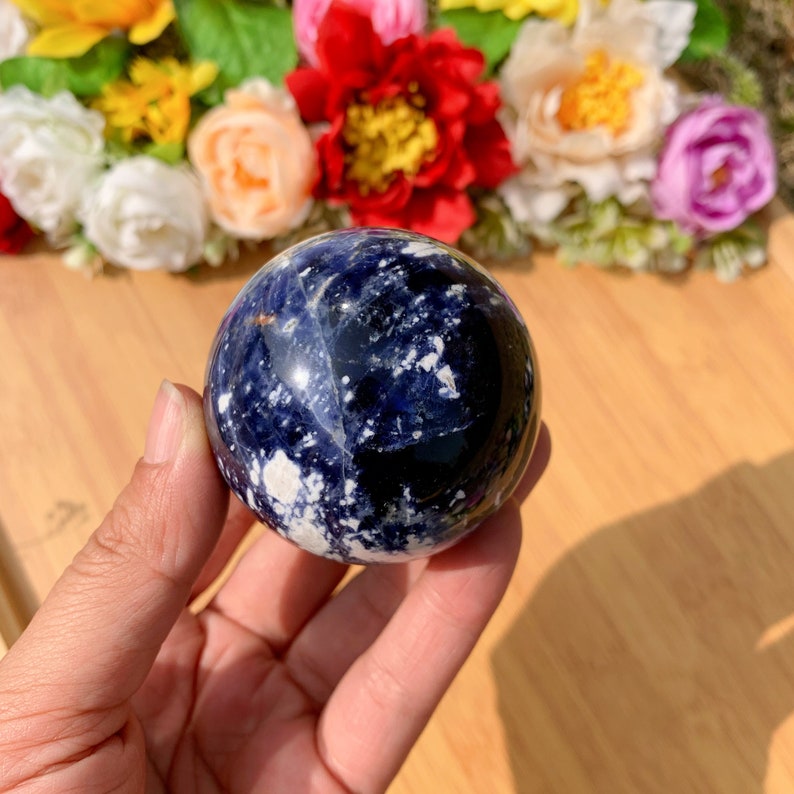 1pc natural handmade polished 48 MM blue sodalite sphere balls crystal quartz obelisk home decor Reiki healing chakra energy crystal mom gift