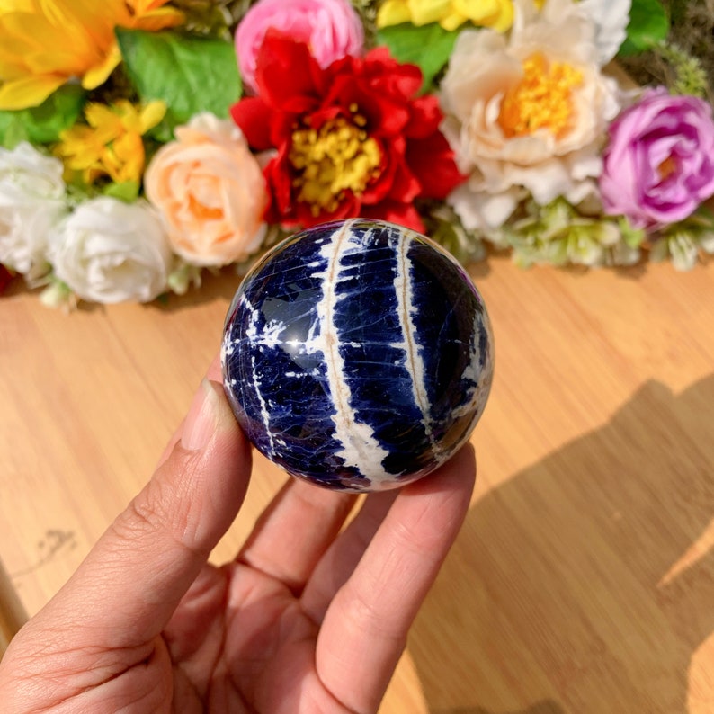 1pc natural handmade polished 48 MM blue sodalite sphere balls crystal quartz obelisk home decor Reiki healing chakra energy crystal mom gift
