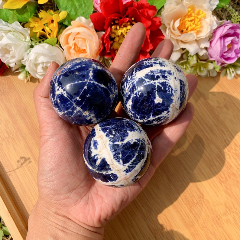1pc natural handmade polished 48 MM blue sodalite sphere balls crystal quartz obelisk home decor Reiki healing chakra energy crystal mom gift