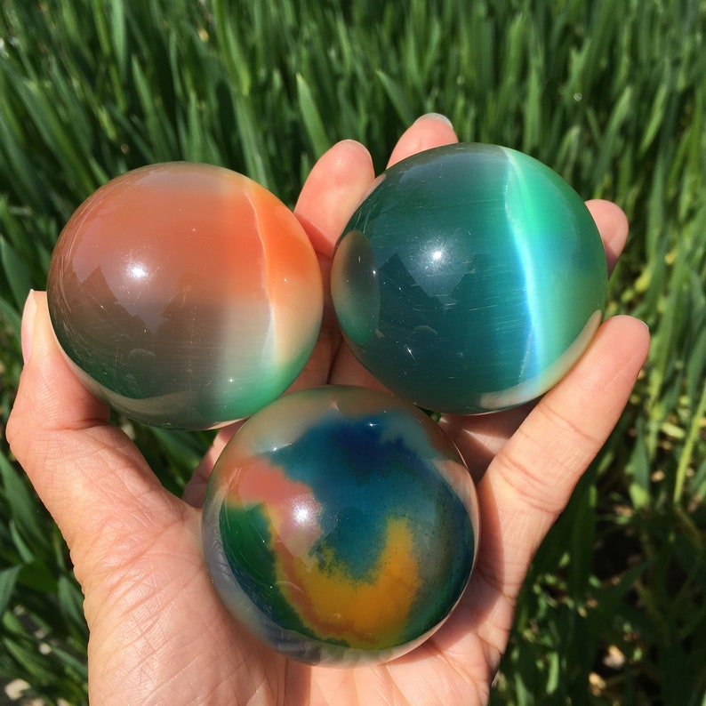 180g+ Colours Cat's Eye Jasper Ball,Quartz Sphere,Crystal Carving,Reiki Healing,Home Decoration,Energy Crystal,Crystal Gift,Mineral Specimen