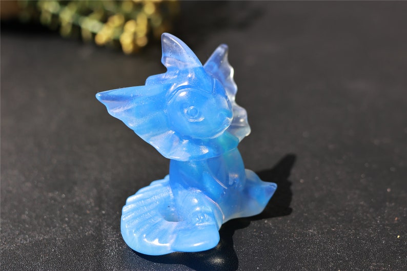 2.1" Blue Opalite Carved Vaporeon,Crystal Pokemon ,Opalite Eevee,Vaporeon Carving，Blue Vaporeon Carving,Crystal Healing,Crystal Gifts 1PC