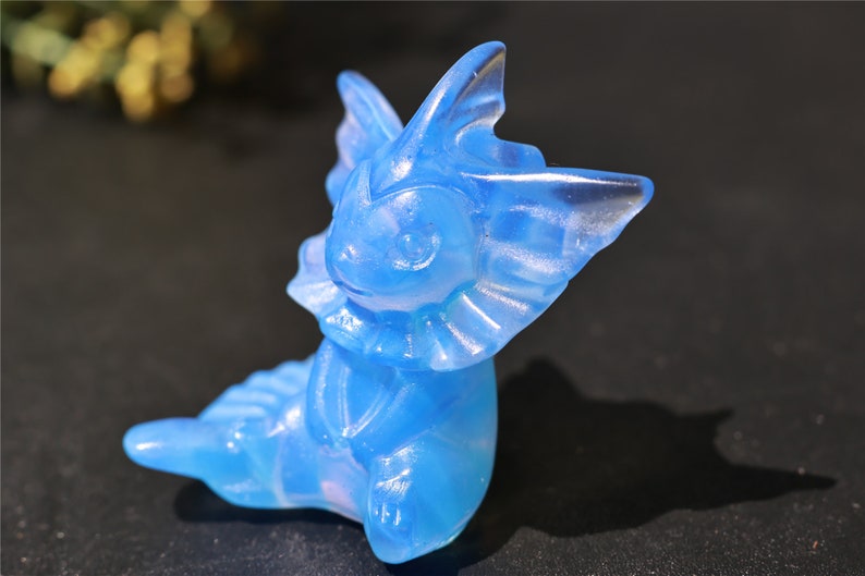 2.1" Blue Opalite Carved Vaporeon,Crystal Pokemon ,Opalite Eevee,Vaporeon Carving，Blue Vaporeon Carving,Crystal Healing,Crystal Gifts 1PC