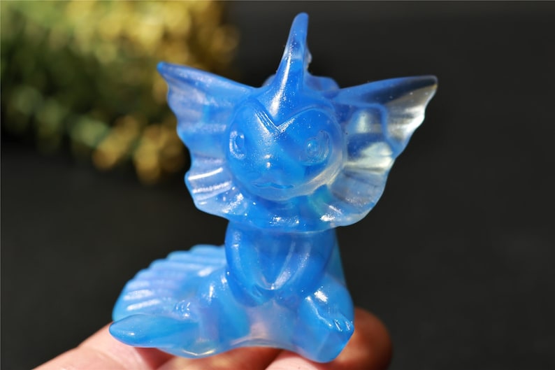 2.1" Blue Opalite Carved Vaporeon,Crystal Pokemon ,Opalite Eevee,Vaporeon Carving，Blue Vaporeon Carving,Crystal Healing,Crystal Gifts 1PC