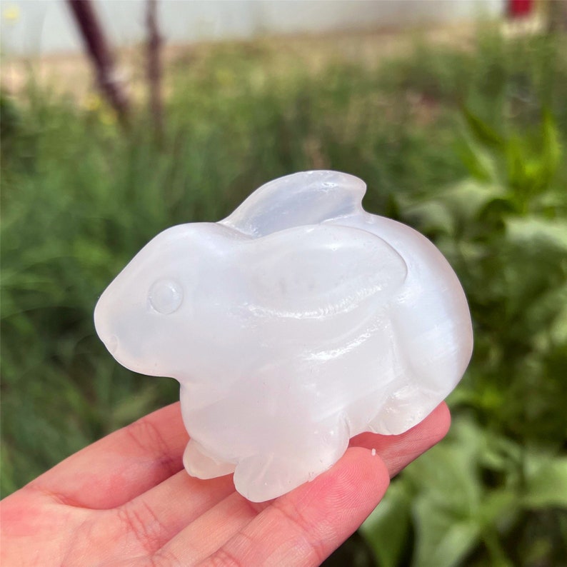 Natural Hand Selenite Rabbit Carved,Quartz Animal Figurines,Crystal Carved,Mineral Specimen,Home Decoration,Reiki Heal,Crystal Gift