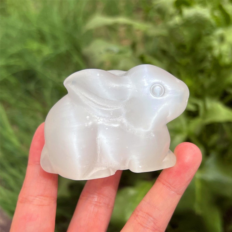 Natural Hand Selenite Rabbit Carved,Quartz Animal Figurines,Crystal Carved,Mineral Specimen,Home Decoration,Reiki Heal,Crystal Gift
