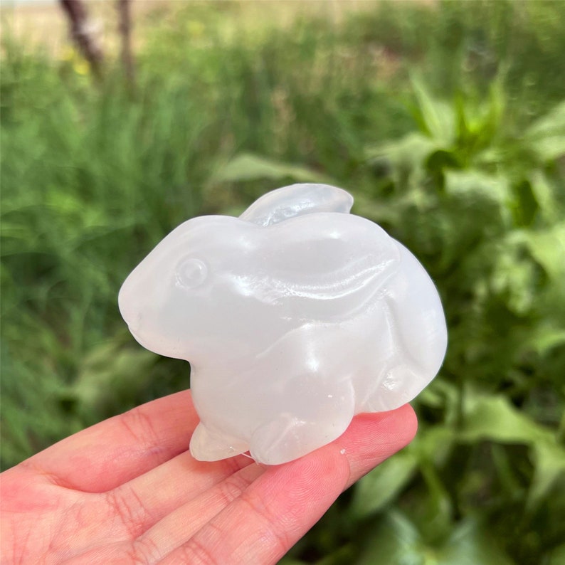 Natural Hand Selenite Rabbit Carved,Quartz Animal Figurines,Crystal Carved,Mineral Specimen,Home Decoration,Reiki Heal,Crystal Gift