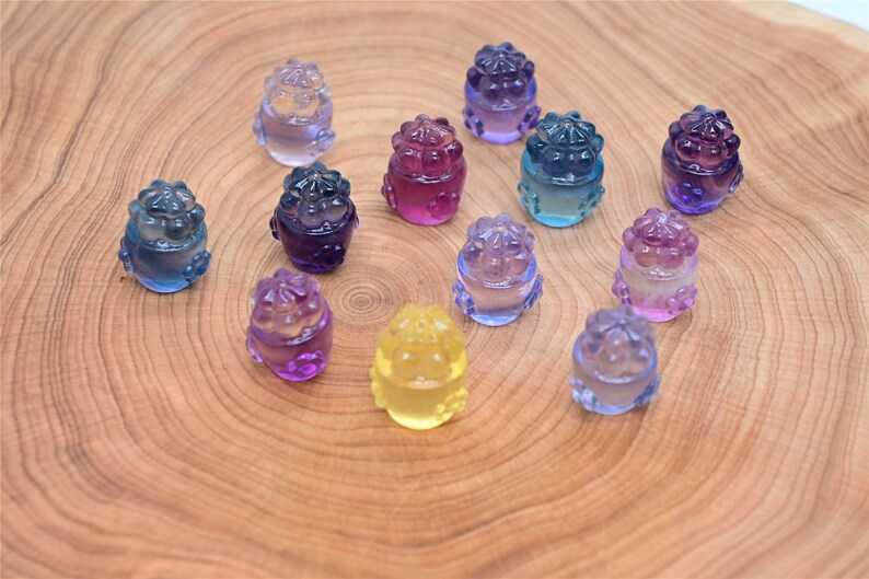 15mm Natural Hand carved Mini Fluorite Cactus，Quartz Crystal carved，Crystal decor，Fluorite flower，Crystal ornament，Crystal healing