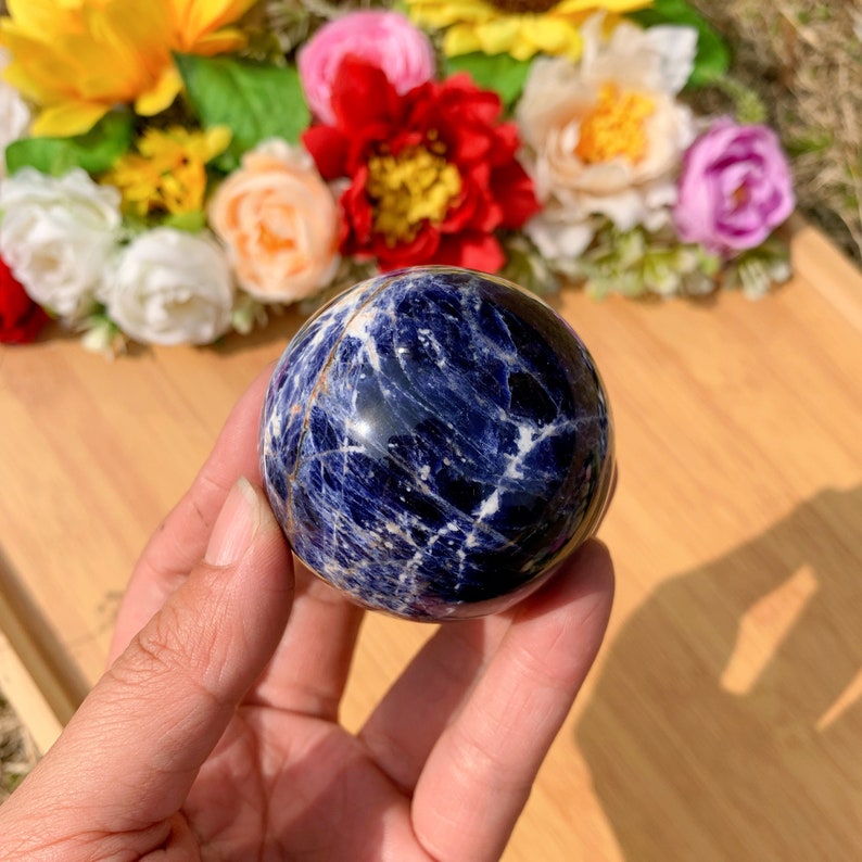 1pc natural handmade polished 48 MM blue sodalite sphere balls crystal quartz obelisk home decor Reiki healing chakra energy crystal mom gift