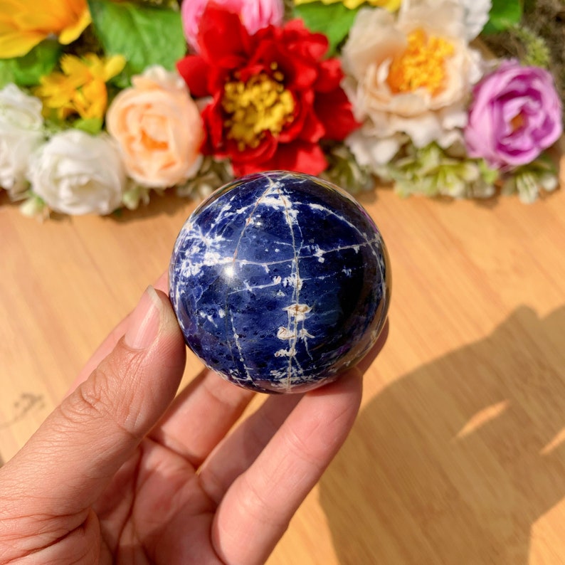 1pc natural handmade polished 48 MM blue sodalite sphere balls crystal quartz obelisk home decor Reiki healing chakra energy crystal mom gift