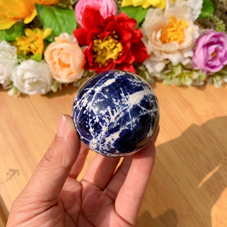 1pc natural handmade polished 48 MM blue sodalite sphere balls crystal quartz obelisk home decor Reiki healing chakra energy crystal mom gift