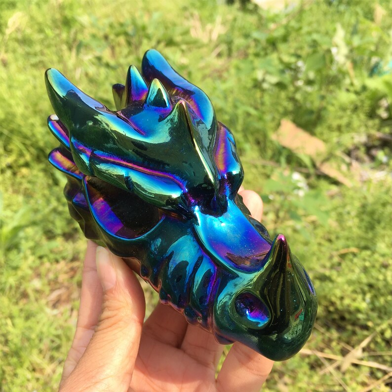 1PC Rainbow Titanium Aura Dragon,Quartz Crystal Dragon,Mineral Specimen,,Crystal Gift,Home Decoration,Crystal Sculpture,Reiki Healing 390g+