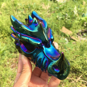 1PC Rainbow Titanium Aura Dragon,Quartz Crystal Dragon,Mineral Specimen,,Crystal Gift,Home Decoration,Crystal Sculpture,Reiki Healing 390g+