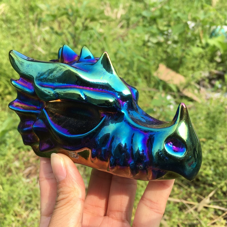 1PC Rainbow Titanium Aura Dragon,Quartz Crystal Dragon,Mineral Specimen,,Crystal Gift,Home Decoration,Crystal Sculpture,Reiki Healing 390g+